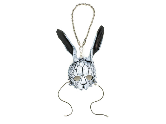 Geometric Bunny Leather Mini Mask – Handcrafted Charm for Rearview Mirrors, Handbags, Lanyards, Party Favors & More