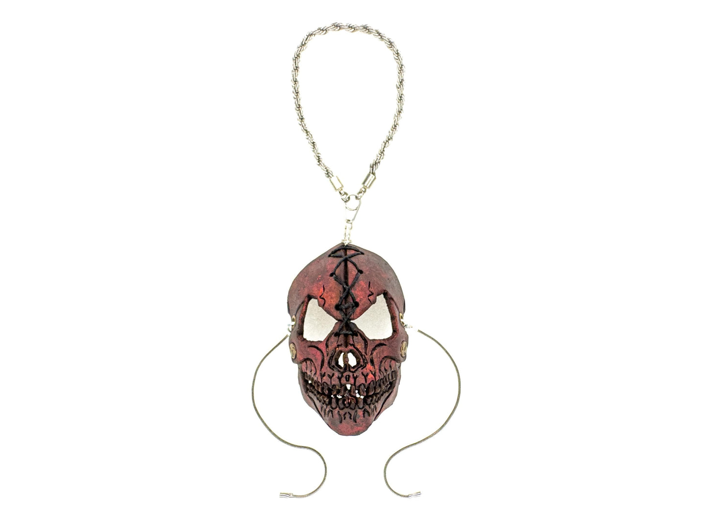 Menacing Skull Leather Mini Mask – Handcrafted Charm for Rearview Mirrors, Handbags, Lanyards, Party Favors & More