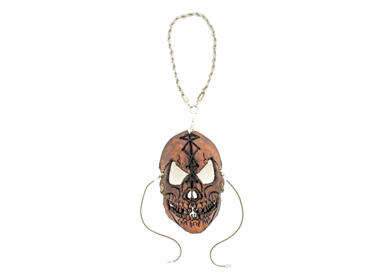 Menacing Skull Leather Mini Mask – Handcrafted Charm for Rearview Mirrors, Handbags, Lanyards, Party Favors & More