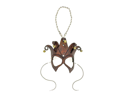 Court Jester - 5 Point Leather Mini Mask – Handcrafted Charm for Rearview Mirrors, Handbags, Lanyards, Party Favors & More