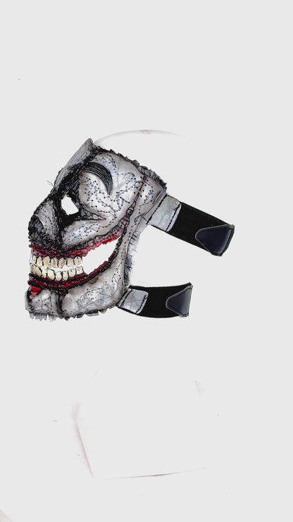 Genuine Leather Mask - GigaMyme Clown - Handmade Mime Full Face Cover for Halloween, Performance or Cosplay Costume