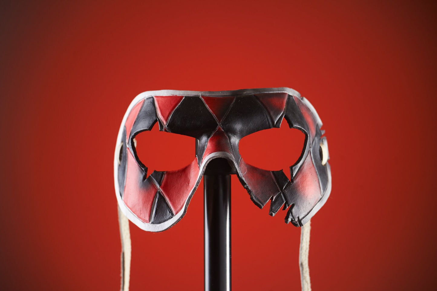Two Face Harlequin Handmade Genuine Leather Mask in Red