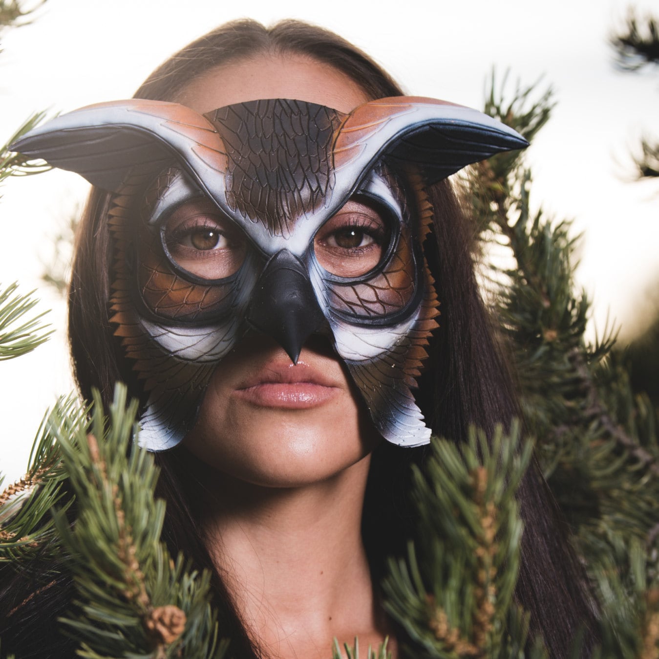 In Stock - Horned Owl Handmade Genuine Leather Mask