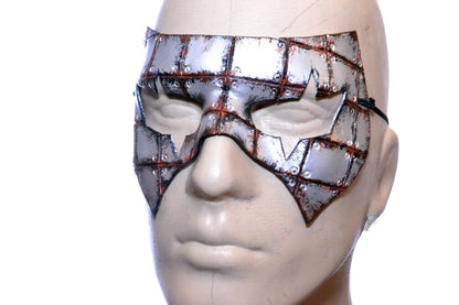 Handmade Genuine Leather Mask in Rusted Steel Pattern
