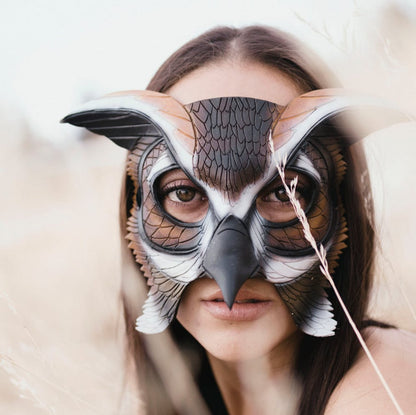 In Stock - Horned Owl Handmade Genuine Leather Mask