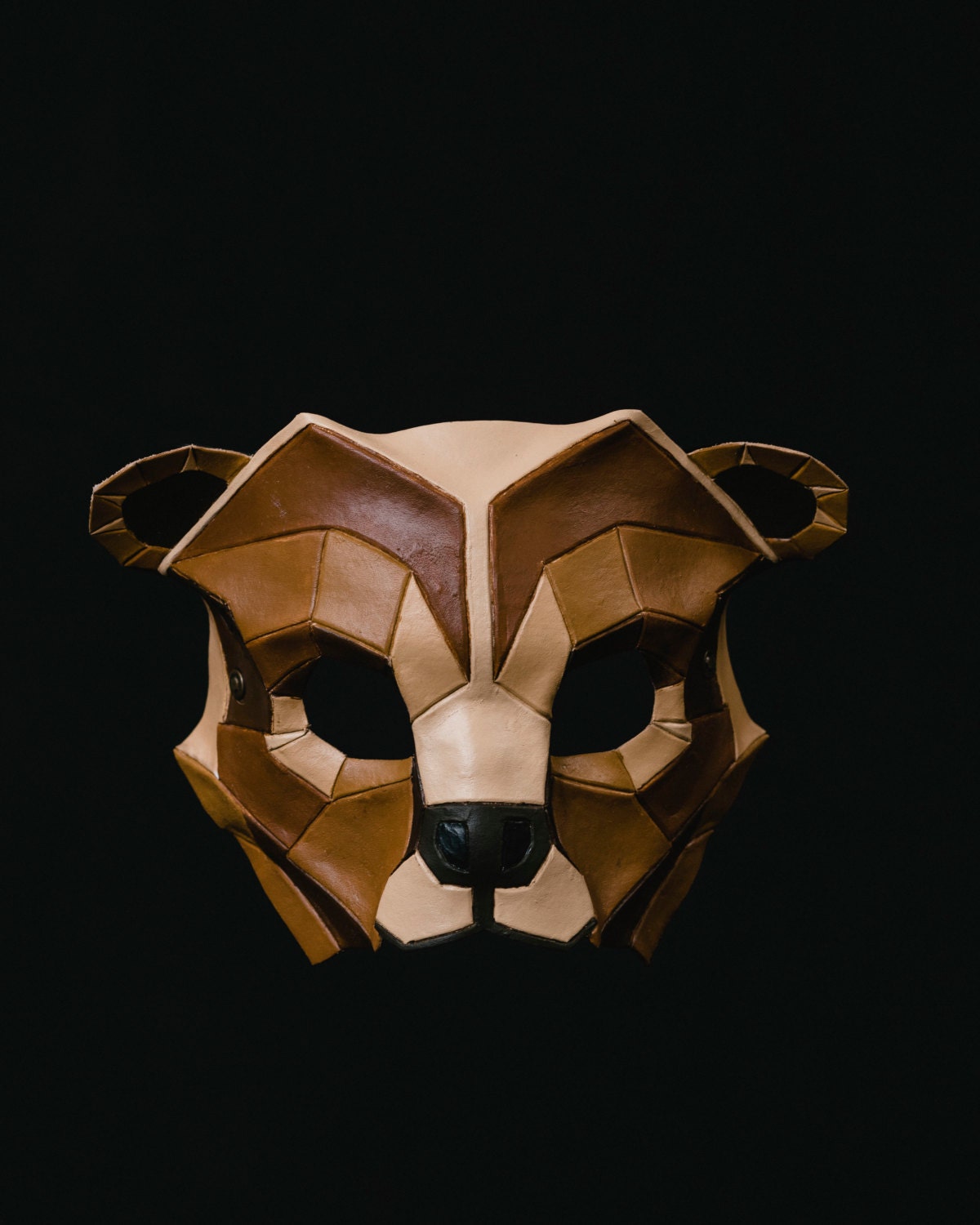 Geometric Grizzly Bear Leather Mask