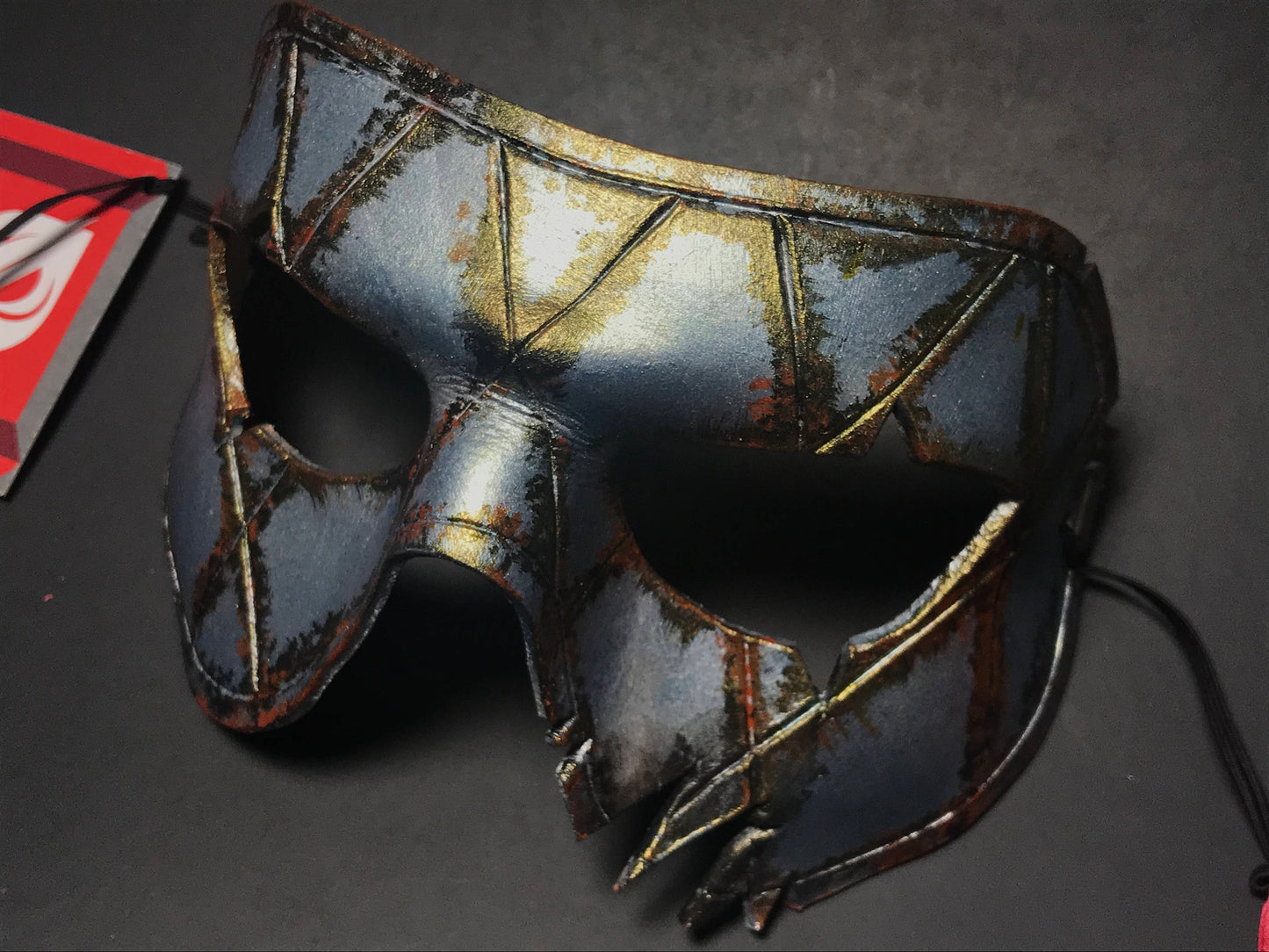 Harlequin Handmade Genuine Leather Mask in Silver Rust