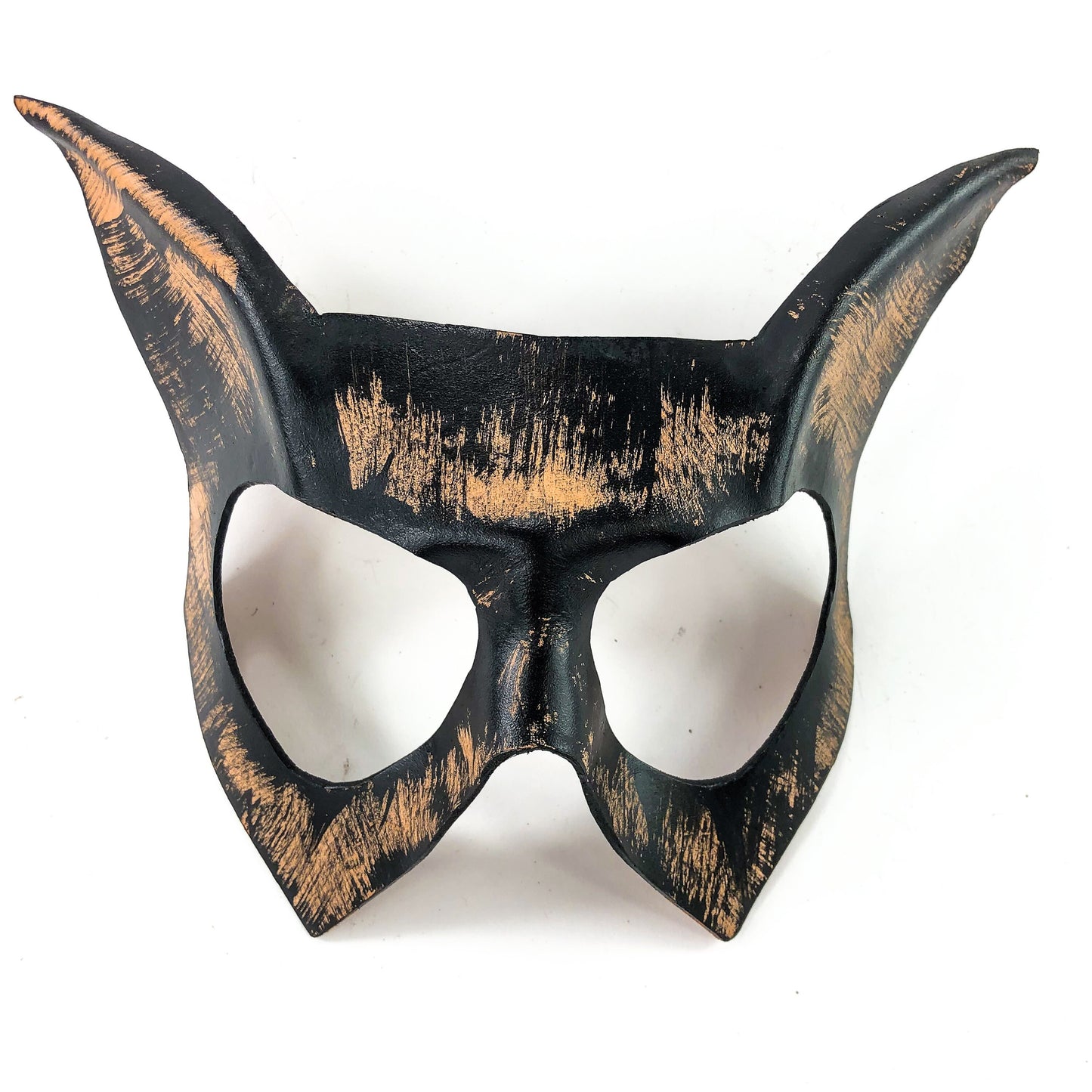 Handmade Genuine Leather Cat  Mask in Nude and Black
