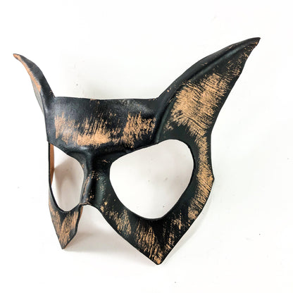Handmade Genuine Leather Cat  Mask in Nude and Black