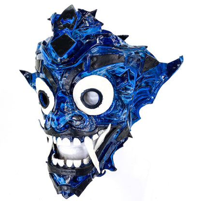Final Closeout Sale - Blue Marble - One of a Kind Layered Handmade Leather Mask