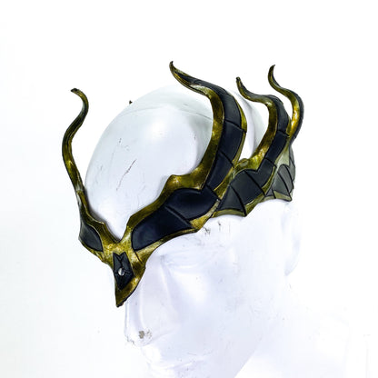 Masquerade Crown of Handmade Genuine Leather in  Green and Black