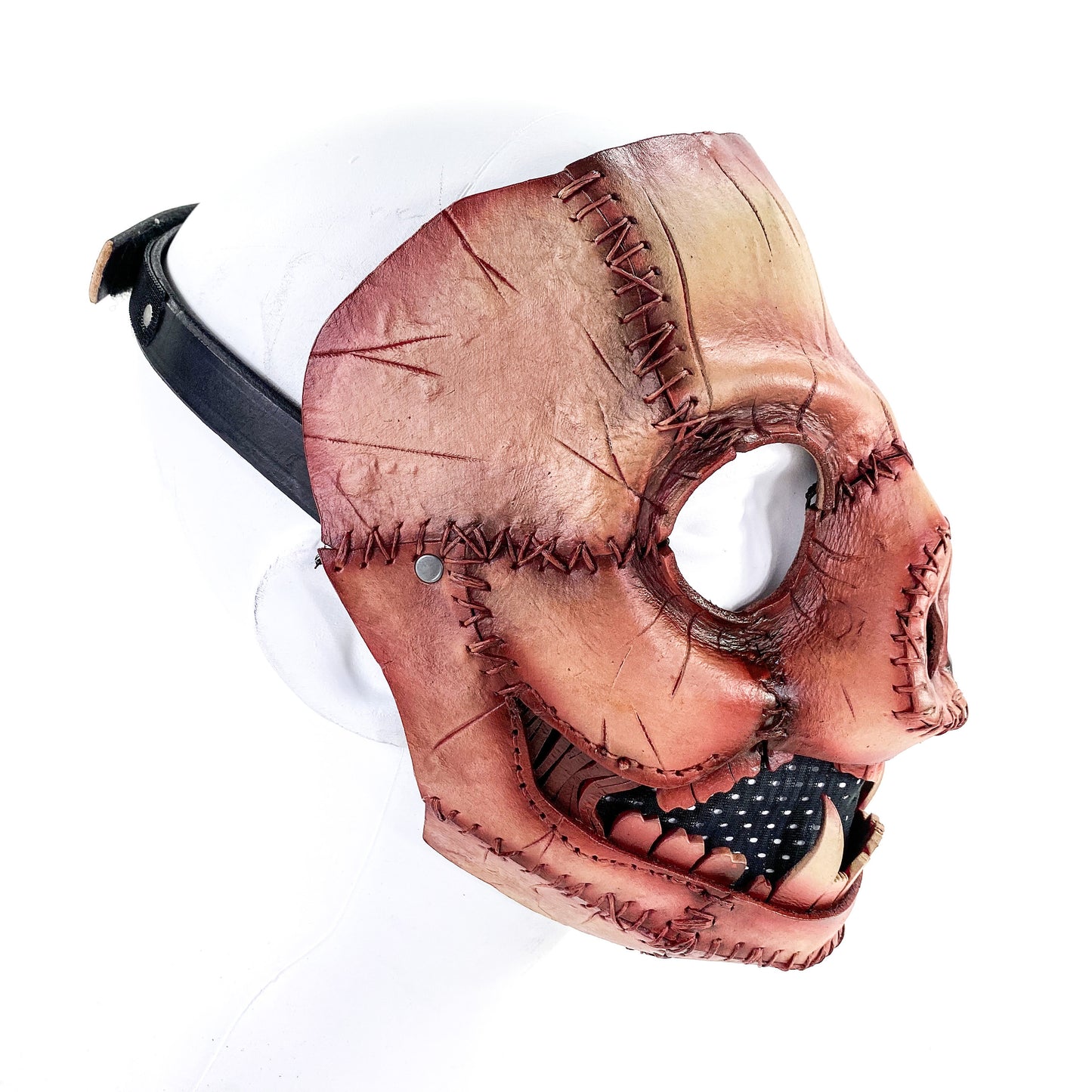 Evil Swine - Genuine Leather Mask - Freshly Butchered Horror Pig  - Handmade Full Face Cover for Halloween or Performance Costume
