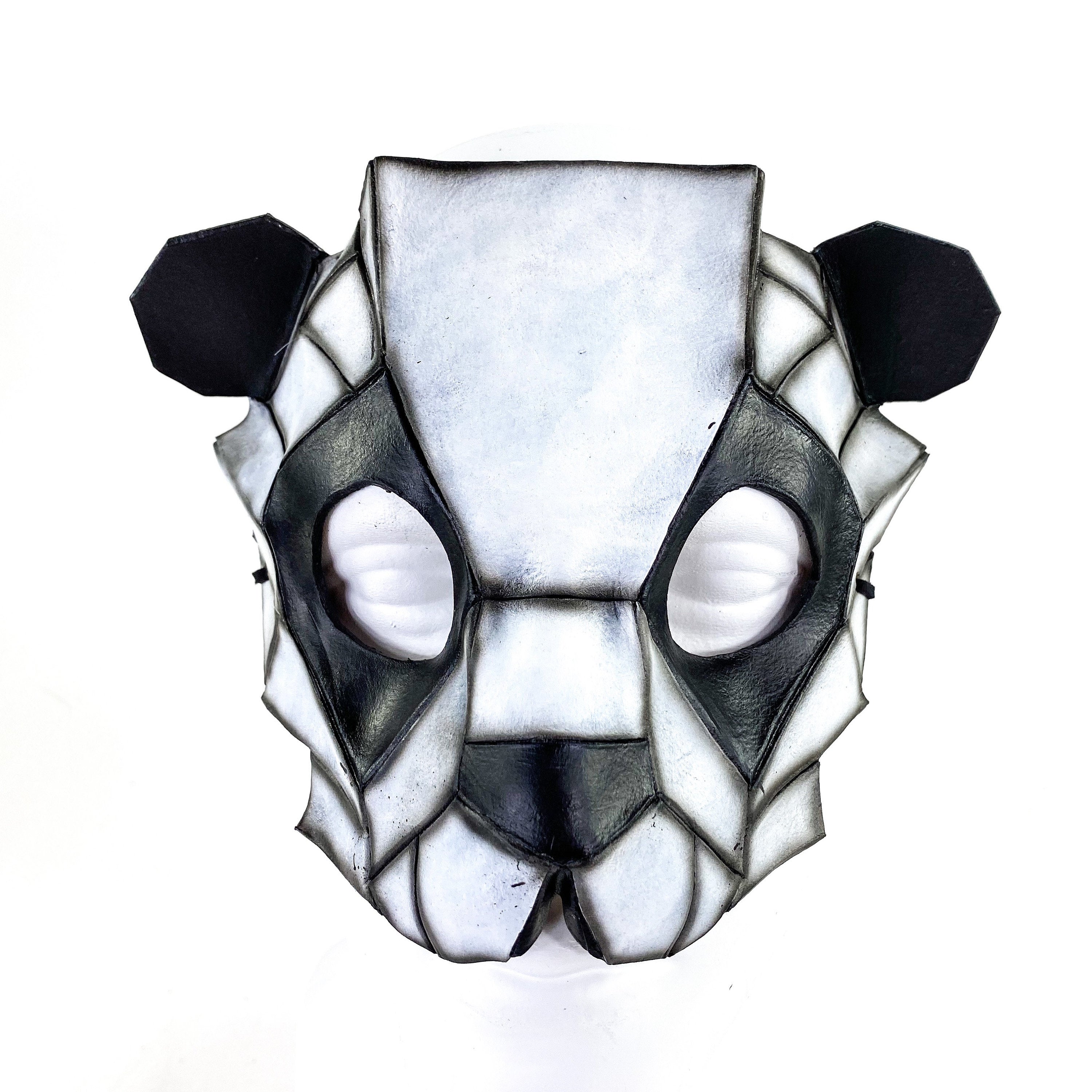 Geometric Panda Bear Leather Mask – Rockwell Masks