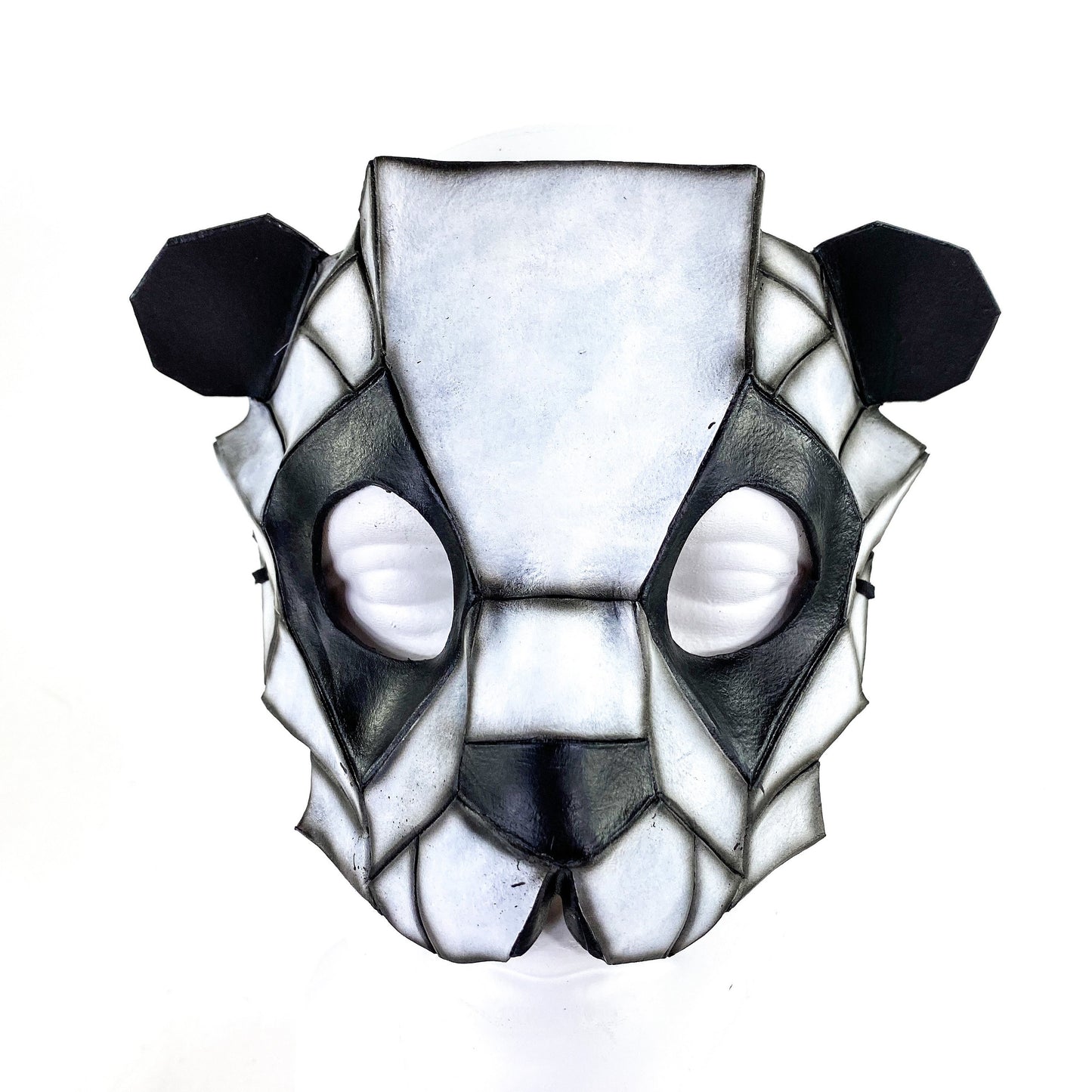 Geometric Panda Bear Leather Mask