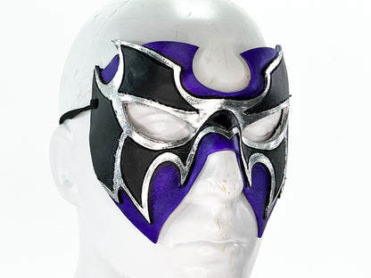 Super Hero Wrestling Mask Handmade Genuine Leather Mask in Purple and Silver