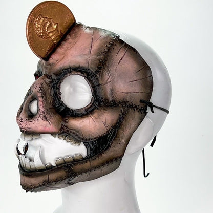 Demented Piggy Bank - Genuine Leather Mask - Real Copper Penny  - Handmade Full Face Cover for Halloween or Performance Costume