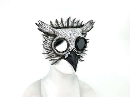 White Horned Owl Goggles Handmade Genuine Leather Mask