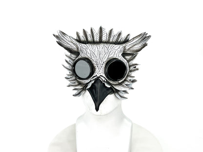 White Horned Owl Goggles Handmade Genuine Leather Mask