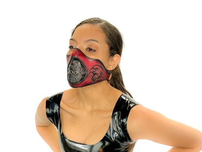 Fully Customizable and Personalizable Two Point Handcrafted Genuine Leather Mouth Riding Mask