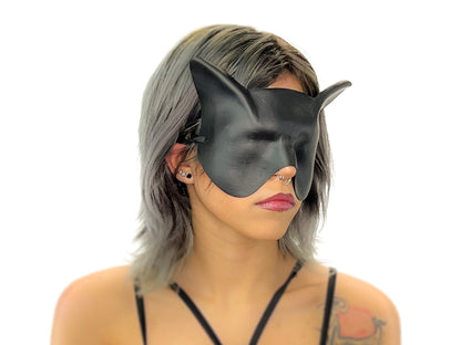 Super Hero Cat Sleep Mask or Blindfold - Handmade Genuine Leather - Optional Deerskin Or Suede Lining