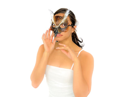 Layered Eagle Owl Handmade Genuine Leather Mask