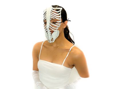 Skeleton Handmade Genuine Leather Mask in White