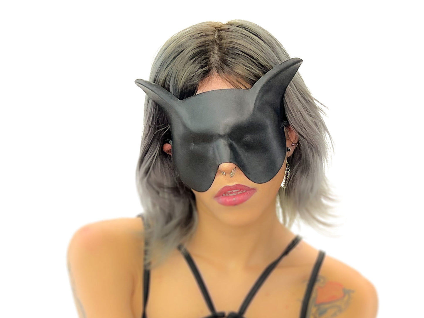 Super Hero Cat Sleep Mask or Blindfold - Handmade Genuine Leather - Optional Deerskin Or Suede Lining