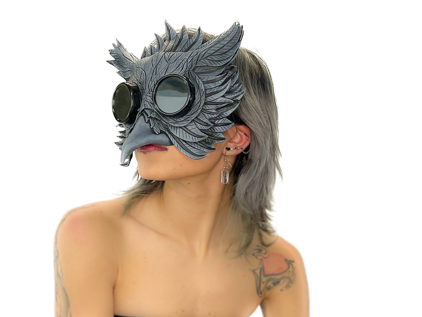 Black Raven Goggles Handmade Genuine Leather Mask