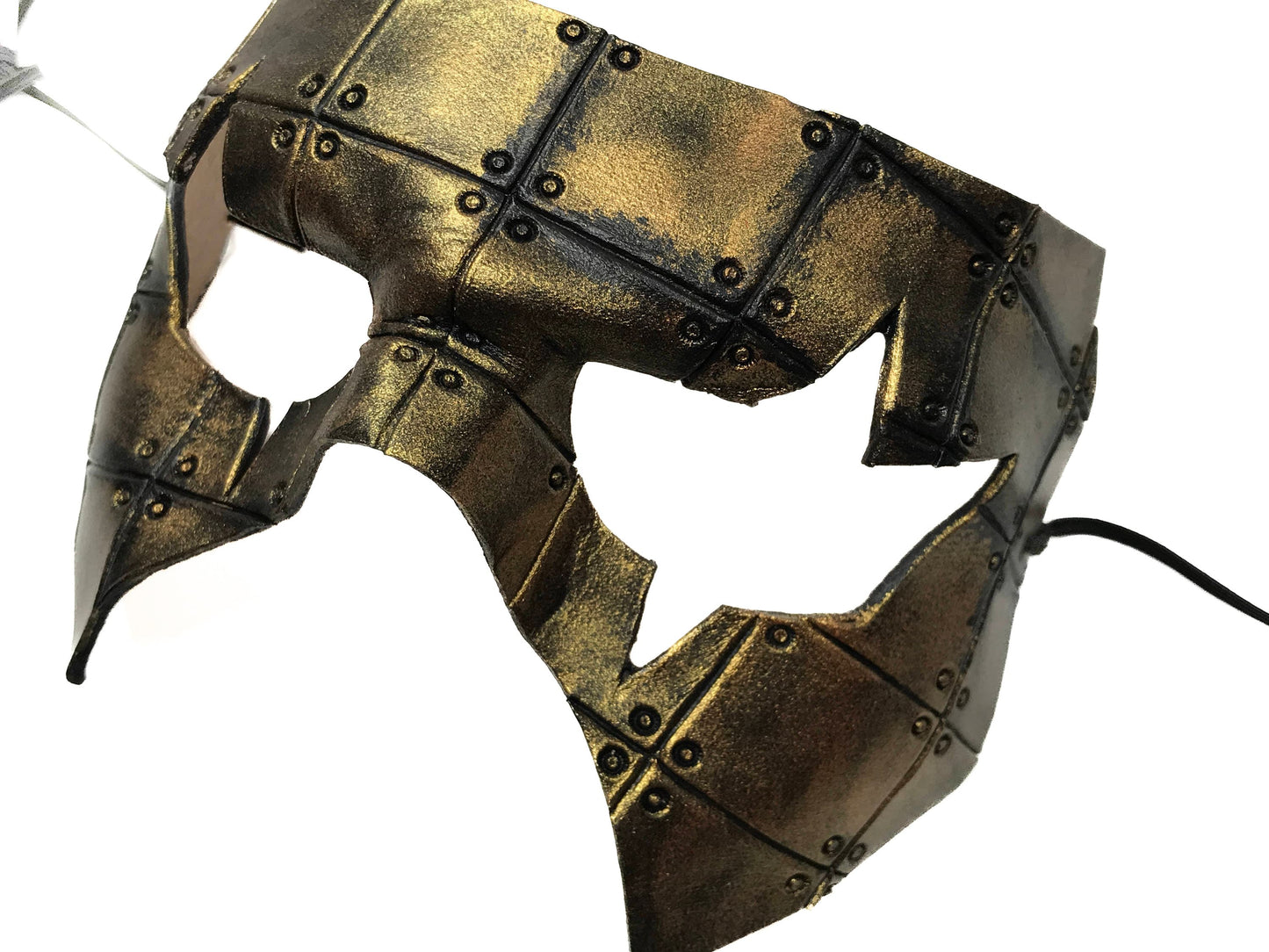 Handmade Genuine Leather Mask in Black and Gold