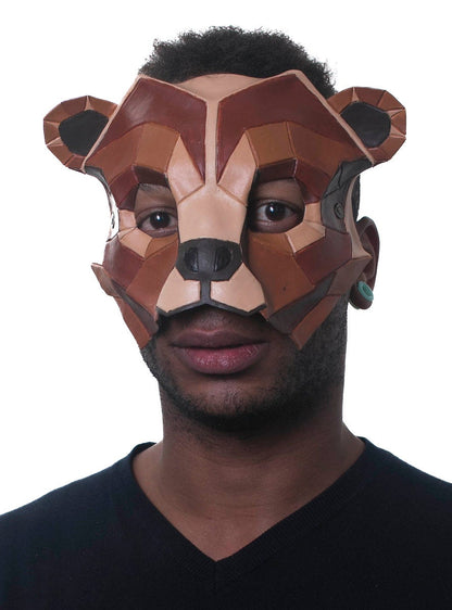 Geometric Grizzly Bear Leather Mask