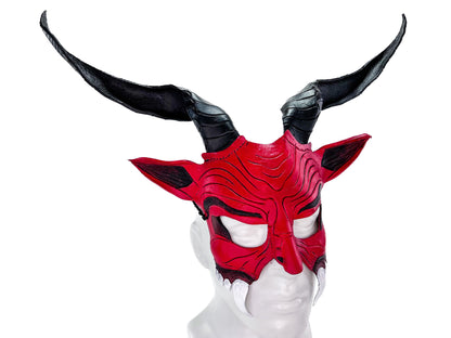Krampus Handmade Genuine Leather Mask for Masquerade Cosplay or Halloween Costumes