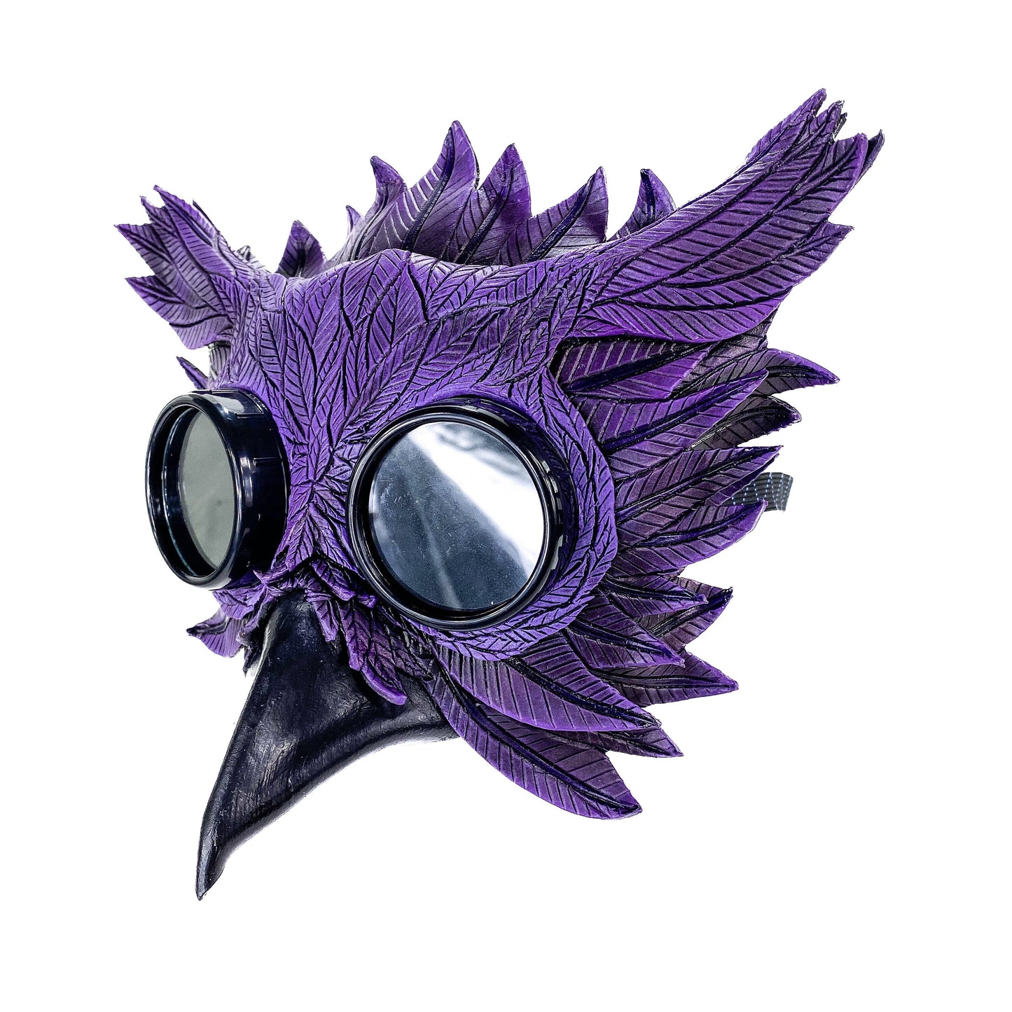Purple Horned Owl Goggles Handmade Genuine Leather Mask