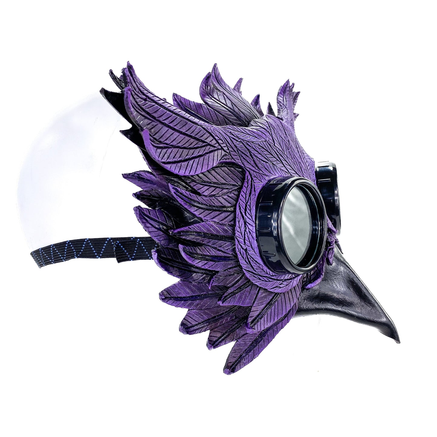 Purple Horned Owl Goggles Handmade Genuine Leather Mask