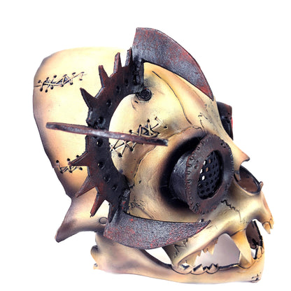 Handcrafted Genuine Leather Dimensional Cat Skull Robot Mask