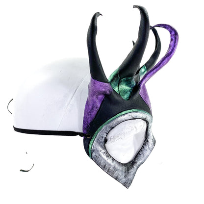 Five Point Jester Eye Mask in Purple and Green - Handmade Genuine Leather