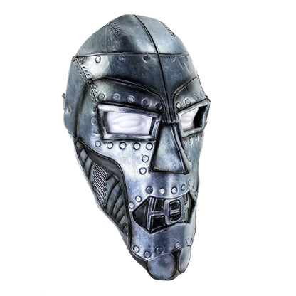 Genuine Leather Mask - Weathered Steel Paint - Handmade Full Face Cover for Masquerades Halloween or Cosplay Costume