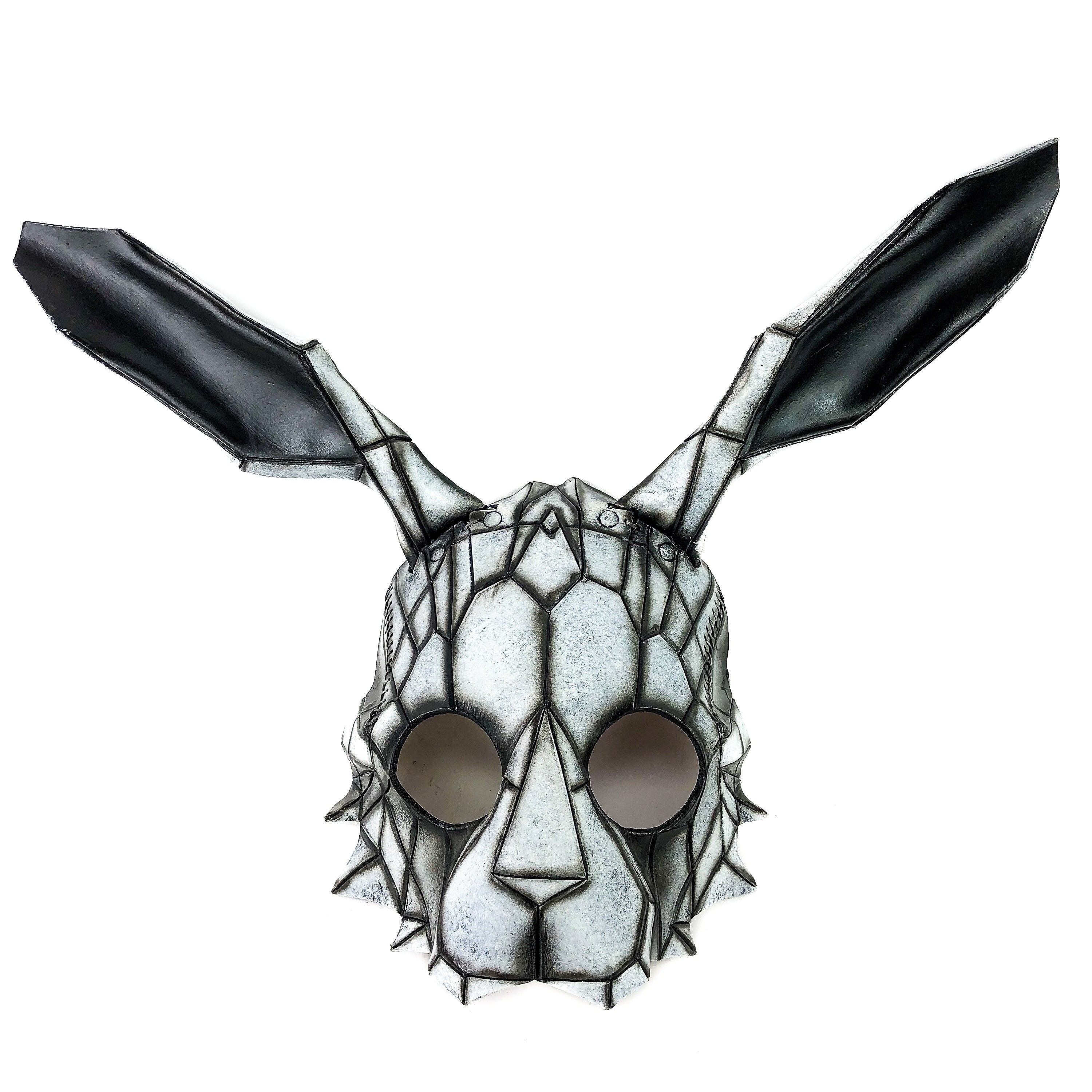 In Stock - Geometric Bunny Leather Mask in Black and White – Rockwell Masks