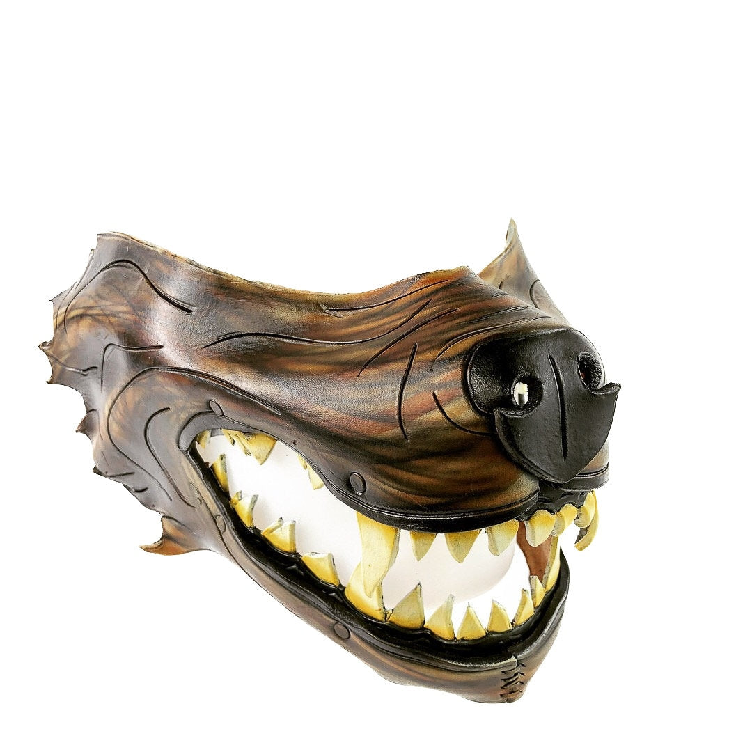 Mad Dog Handcrafted Genuine Leather Wolf Mask