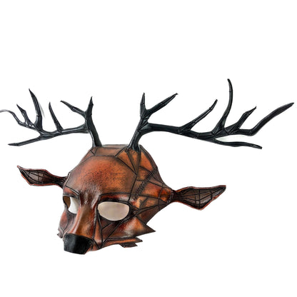 Geometric Buck Deer Genuine Leather Mask