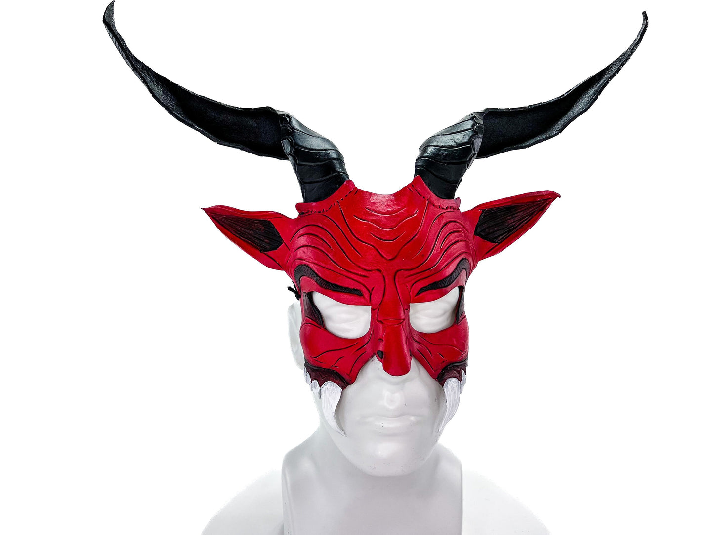 Krampus Handmade Genuine Leather Mask for Masquerade Cosplay or Halloween Costumes