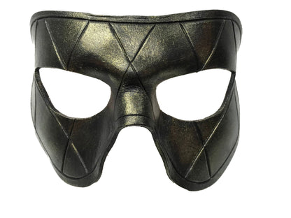 Harlequin Handmade Genuine Leather Mask in Black with Gold Hues