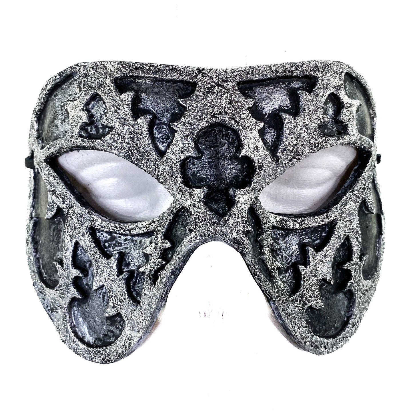 Dual Layer Handmade Genuine Leather Mask in Silver and Black