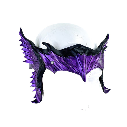 Masquerade Crown of Handmade Genuine Leather in  Purple and Black