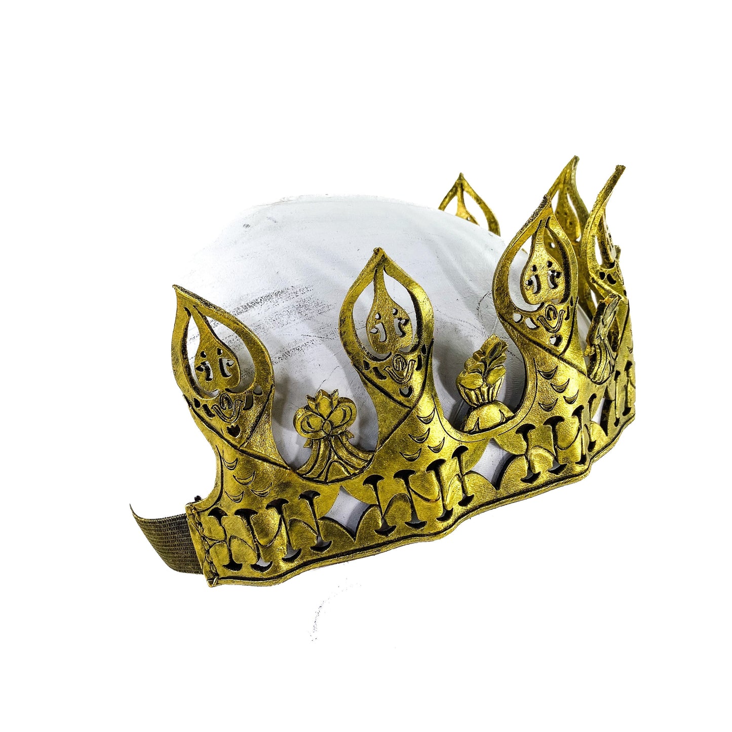 Masquerade Crown of Handmade Genuine Leather in  Gold