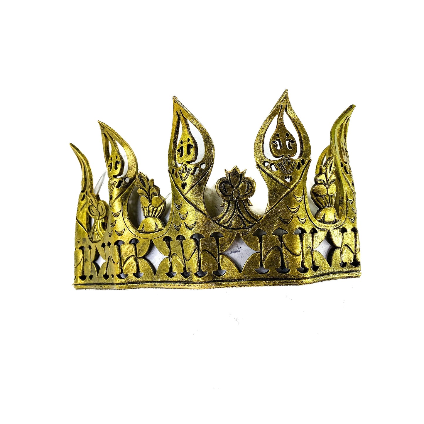 Masquerade Crown of Handmade Genuine Leather in  Gold