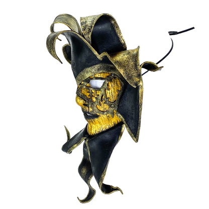 Venetian inspired Jester Mask in Gold and Black - Wearable or Wall Art